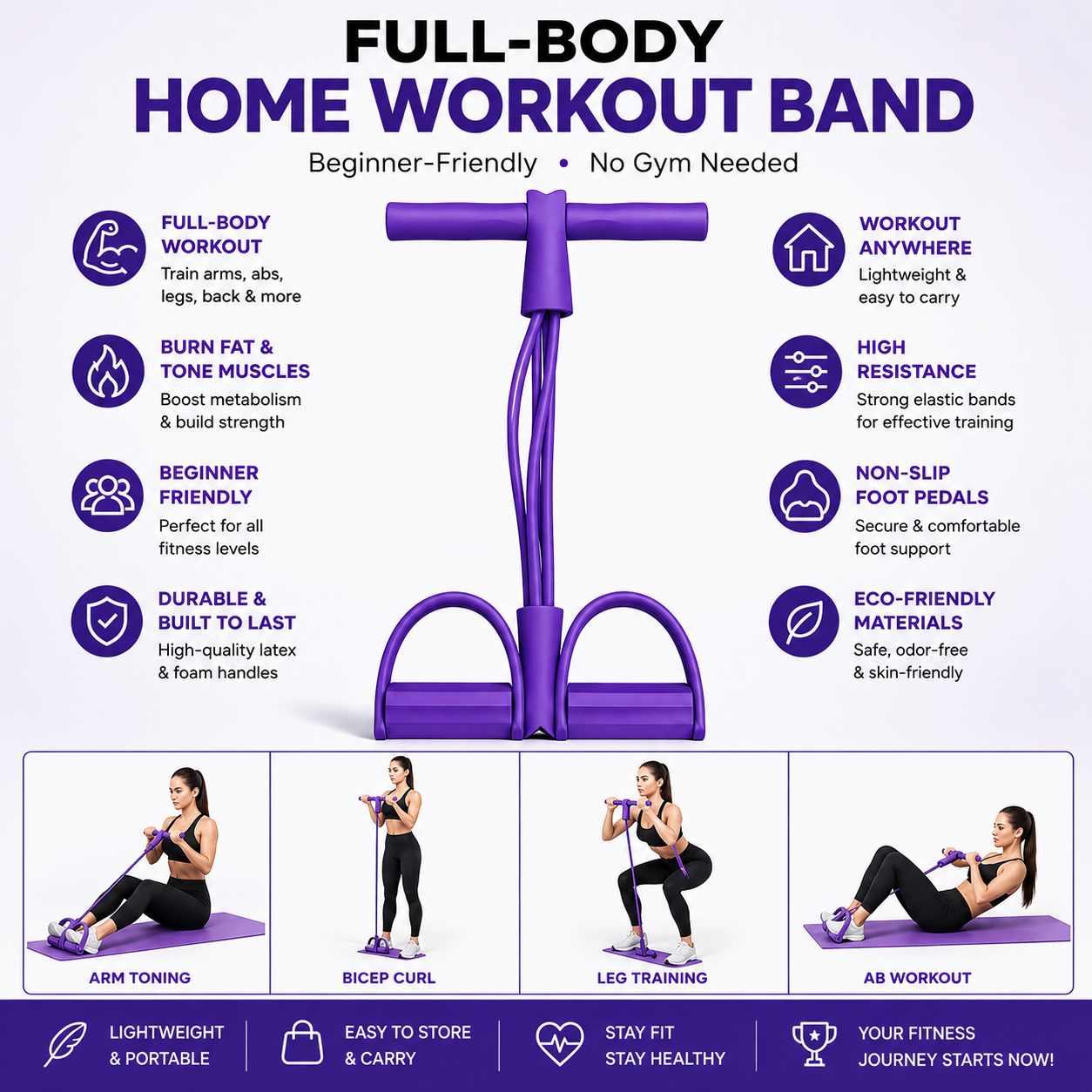 Portable Pilates Bar Kit – Full Body Home Workout & Resistance Training System