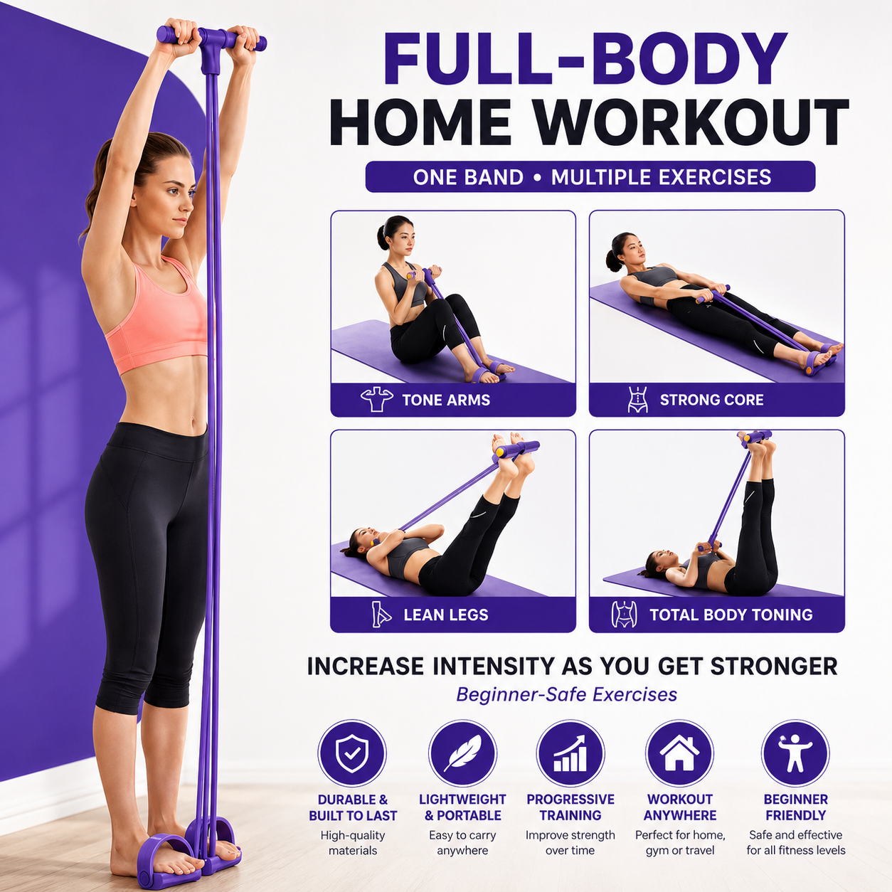 Portable Pilates Bar Kit – Full Body Home Workout & Resistance Training System